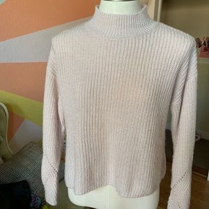 Blush mock neck cropped sweater